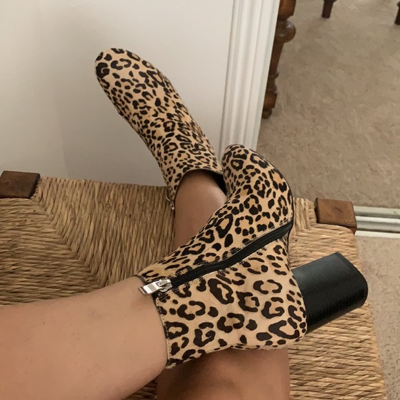 Halogen genuine fur calf hair animal print boots - Picture 10 of 13